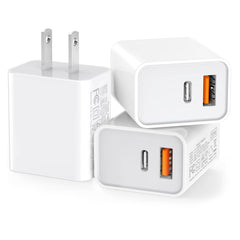 CSODINCE 3-pack USB-C wall charger with dual ports for simultaneous charging.