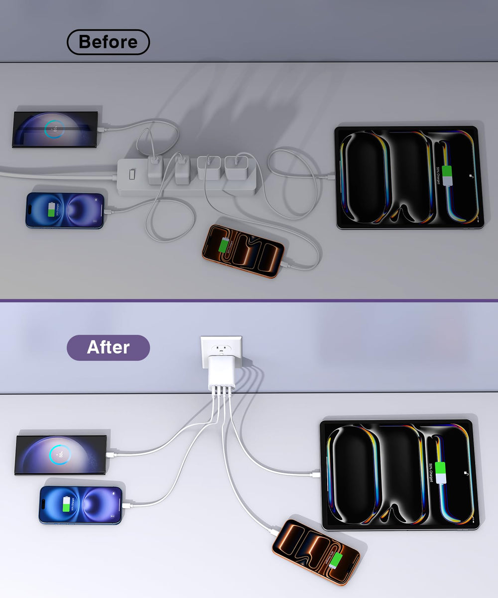 CSODINCE 40W charger block four ports enables simultaneous charging