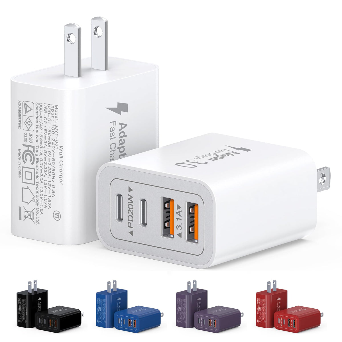 CSODINCE 40W USB-C charger block front view shows compact charging on the go