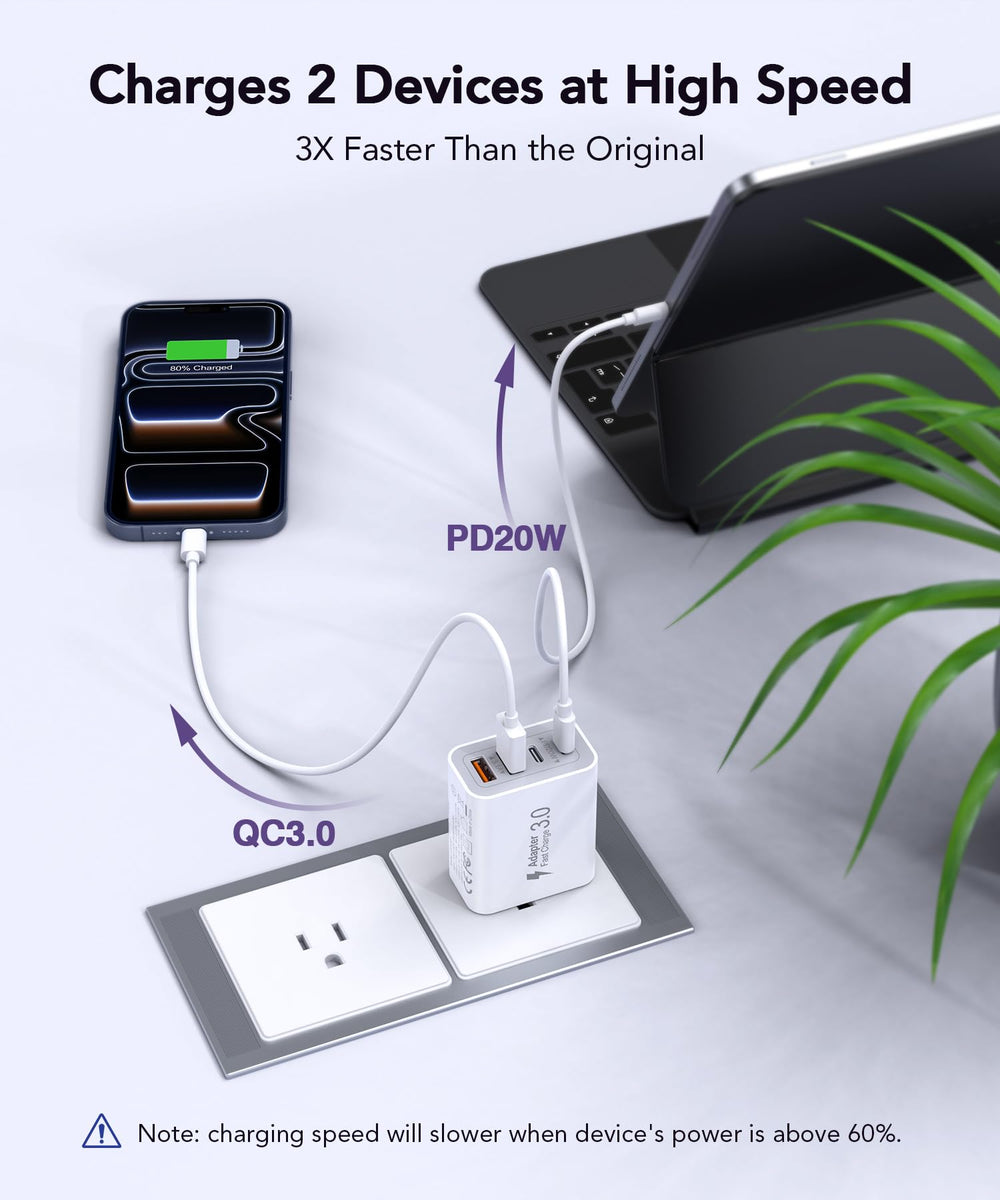 CSODINCE 40W charger block side ports for multi-device charging