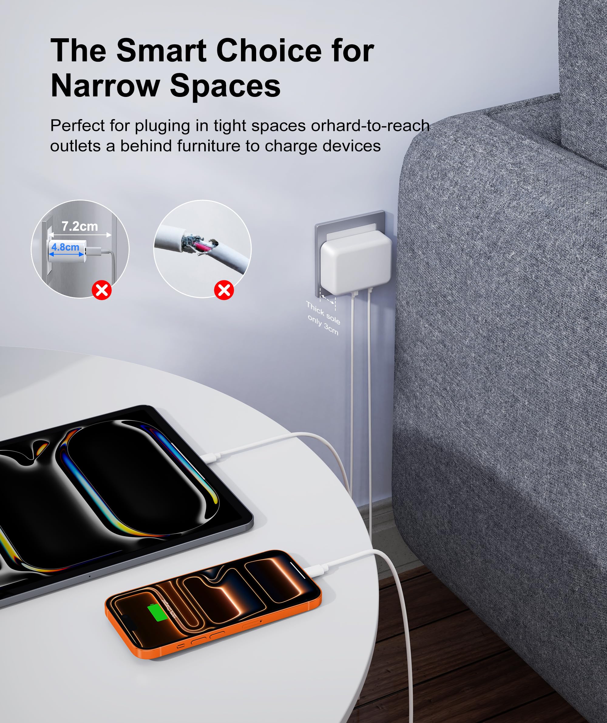 CSODINCE compact travel charger on a desk ready for daily use