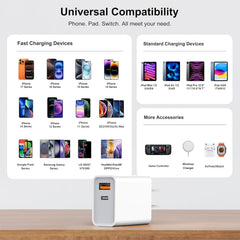 CSODINCE USB-C USB-A charger delivers high-speed charging for compatible devices.