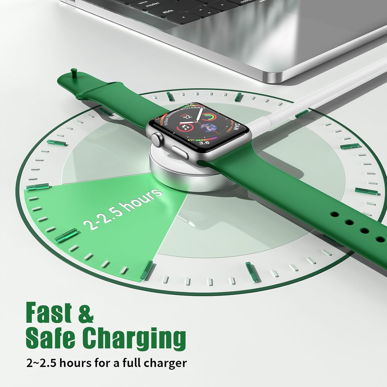 CSXZCOON Magnetic charging module aligns with Apple Watch for effortless contact.
