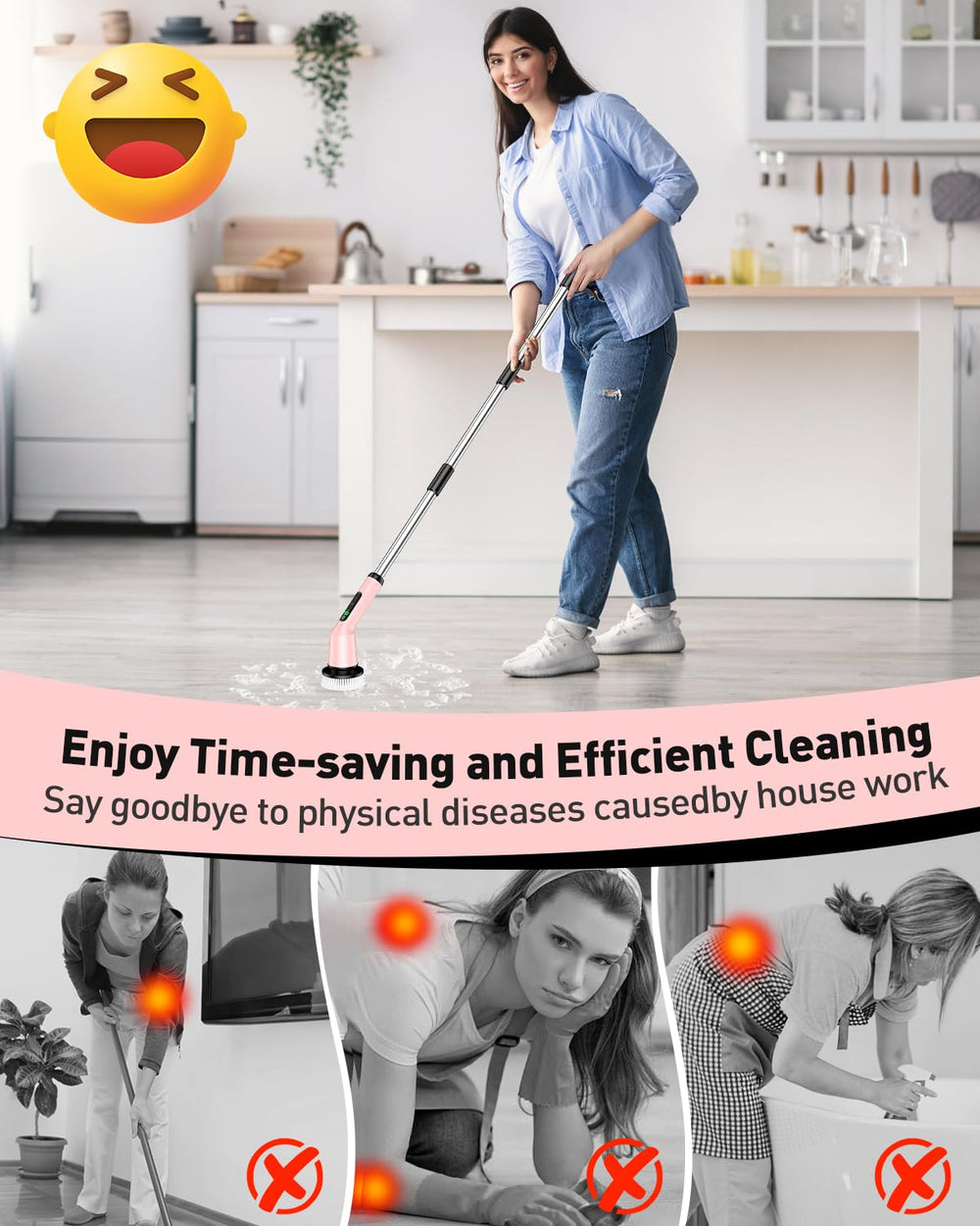 CTMAST cordless shower cleaner 450rpm for deep cleaning on tiles