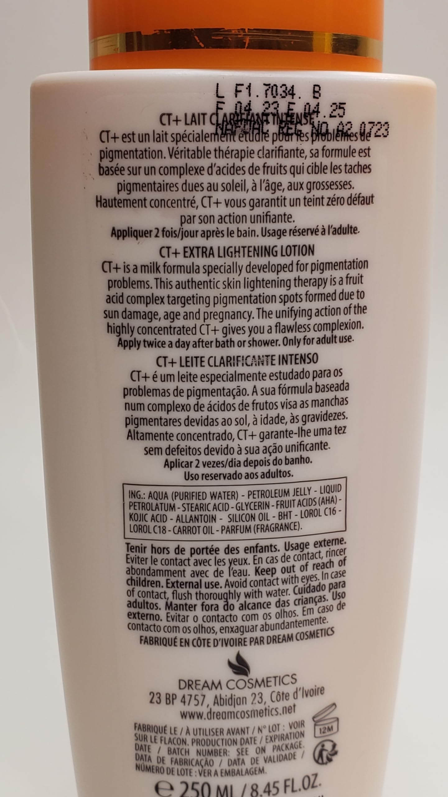 CT+ Clear Therapy extra lightening cream close-up for a gentle daily routine.