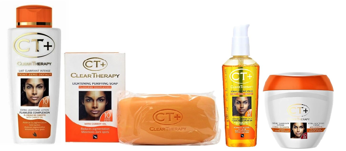 CT+ Clear Therapy set collage for a daily skincare routine.