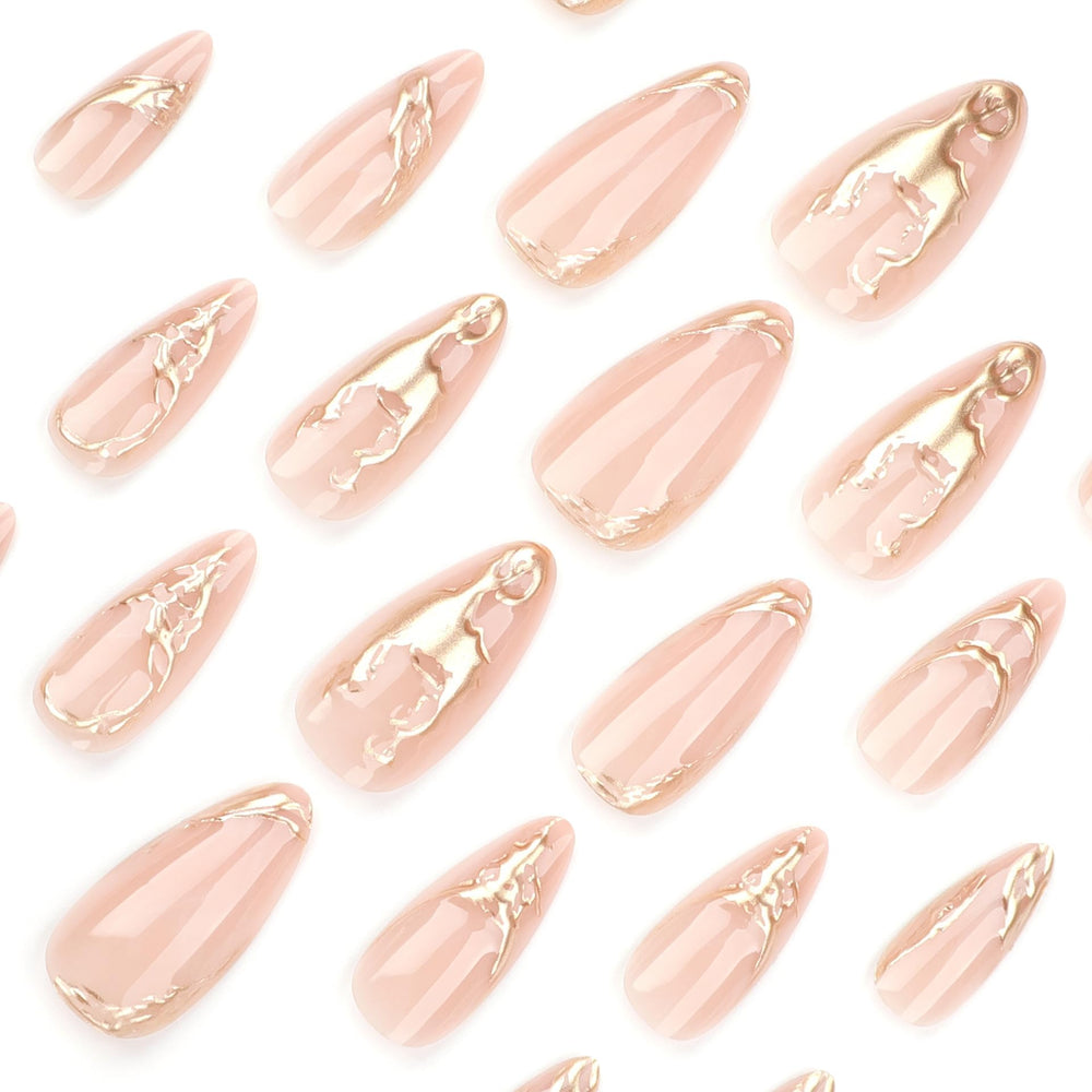 CTTHNBD 3D gold chrome design nails add luxe shine instantly.