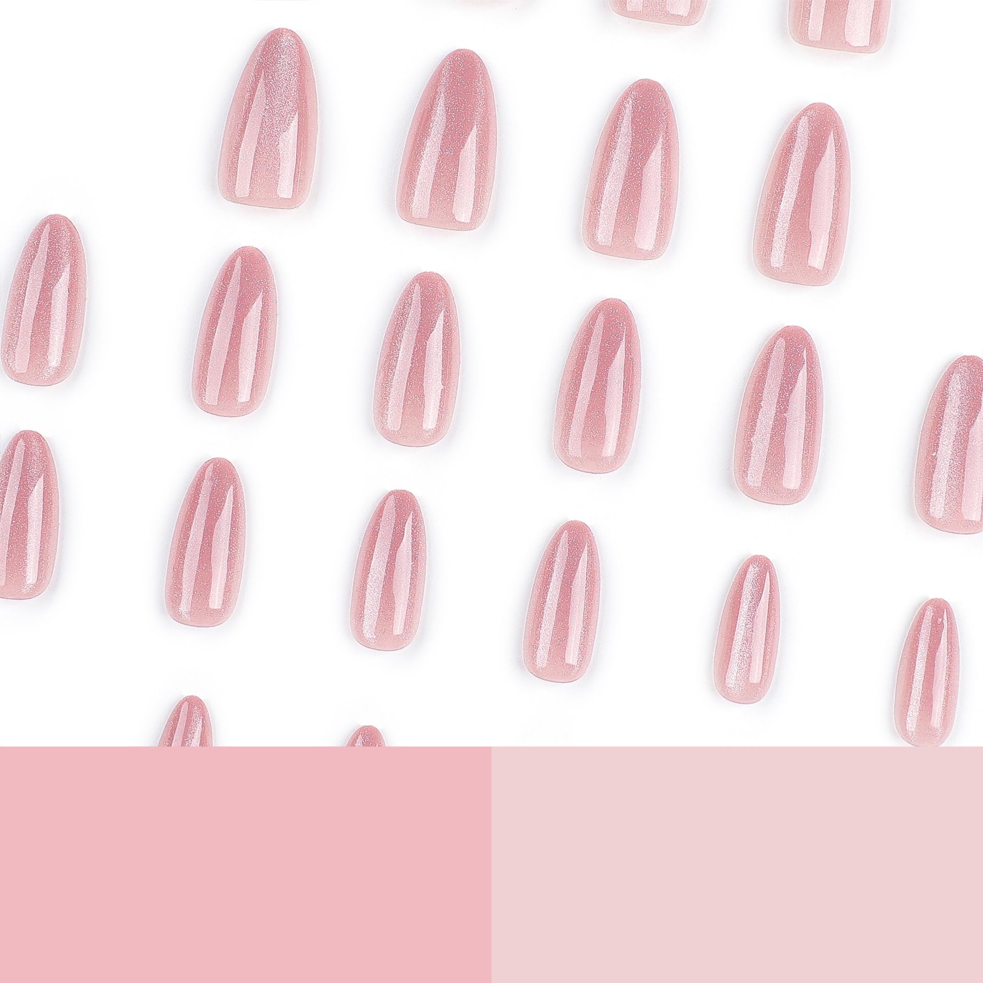 CTTHNBD medium nails in nude pink with sparkling design for parties.