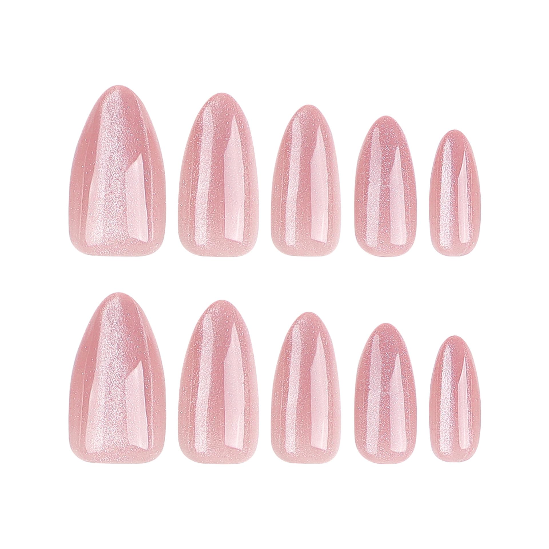 CTTHNBD glossy pink nails; flexible and gentle on natural nails.