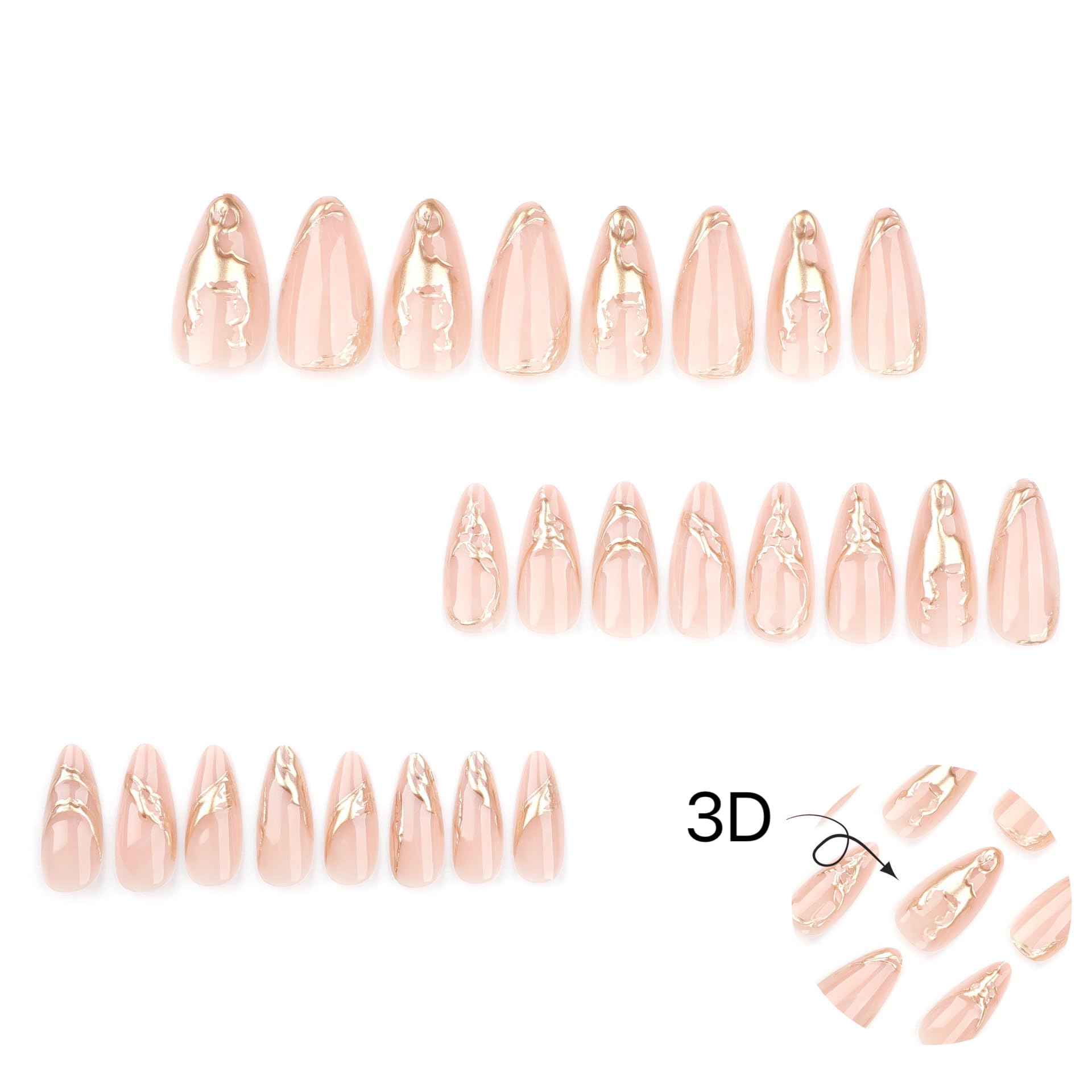 CTTHNBD medium-length almond nails set with easy application for DIY glam.