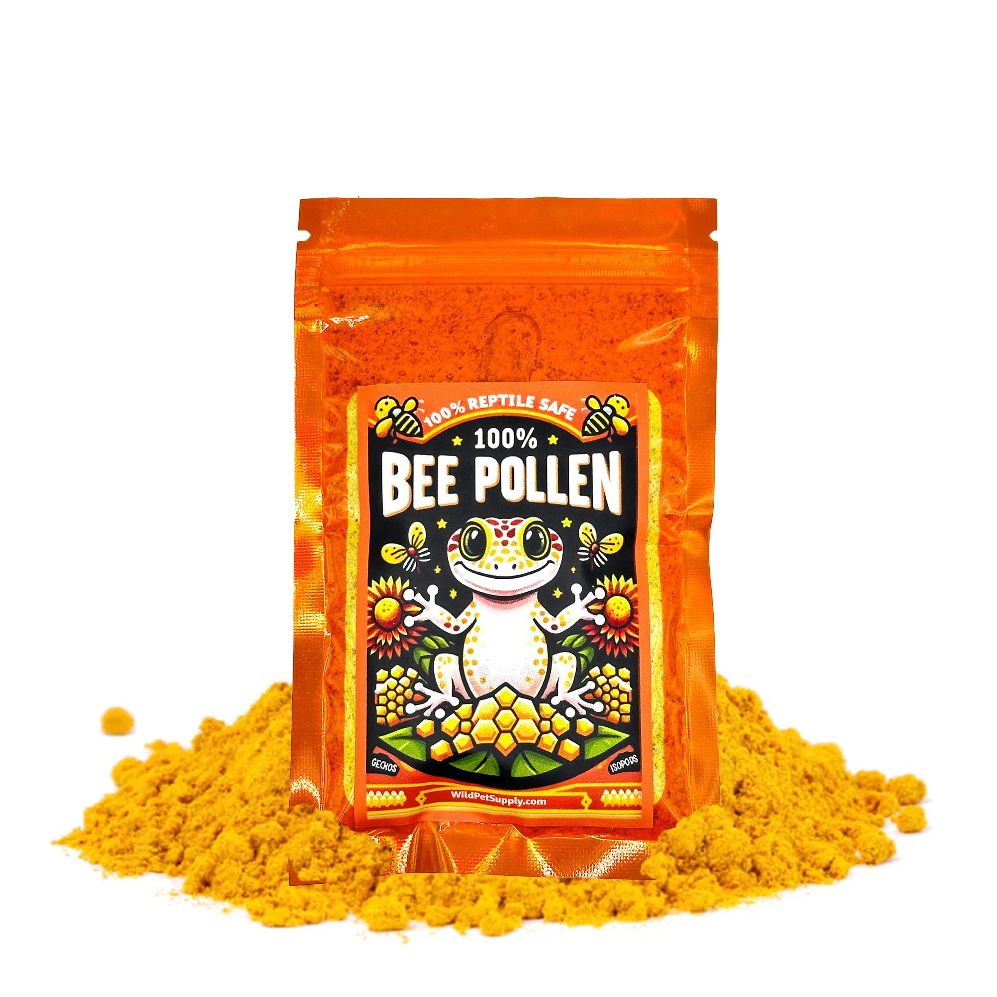 CTWPets bee pollen powder bottle for reptiles, a natural nutrition option.