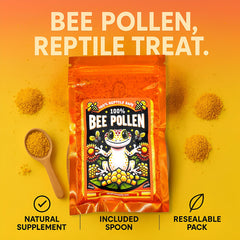CTWPets bee pollen powder being poured, easy to mix into meals.