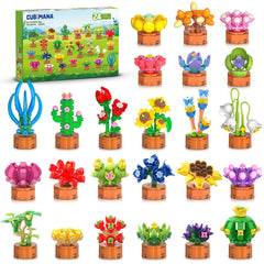 Cubimana 24-pack flowers and succulents build blocks for creative play.