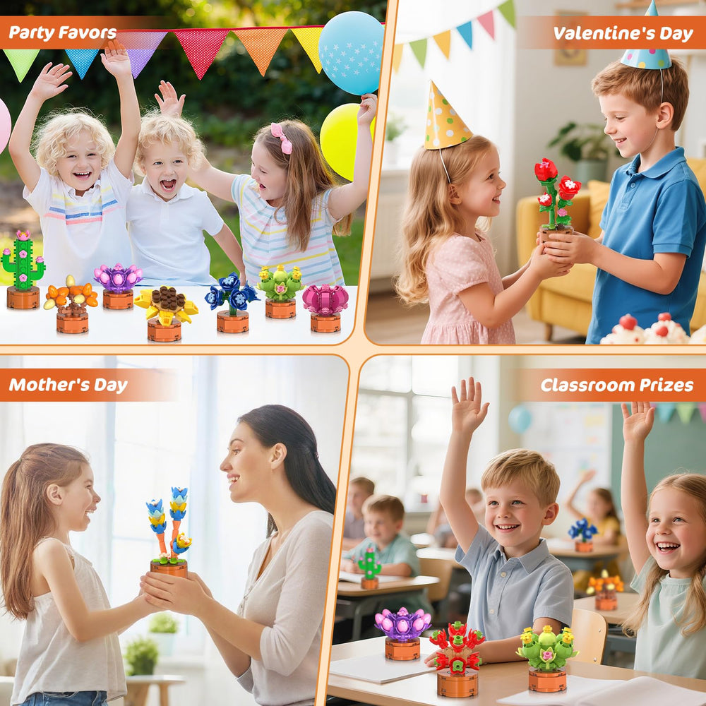 Cubimana party favors for kids with botanic mini builds.