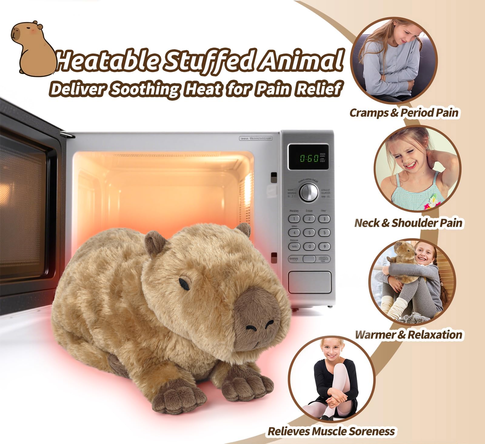 Cuckool Capybara plush microwaved for quick warmth