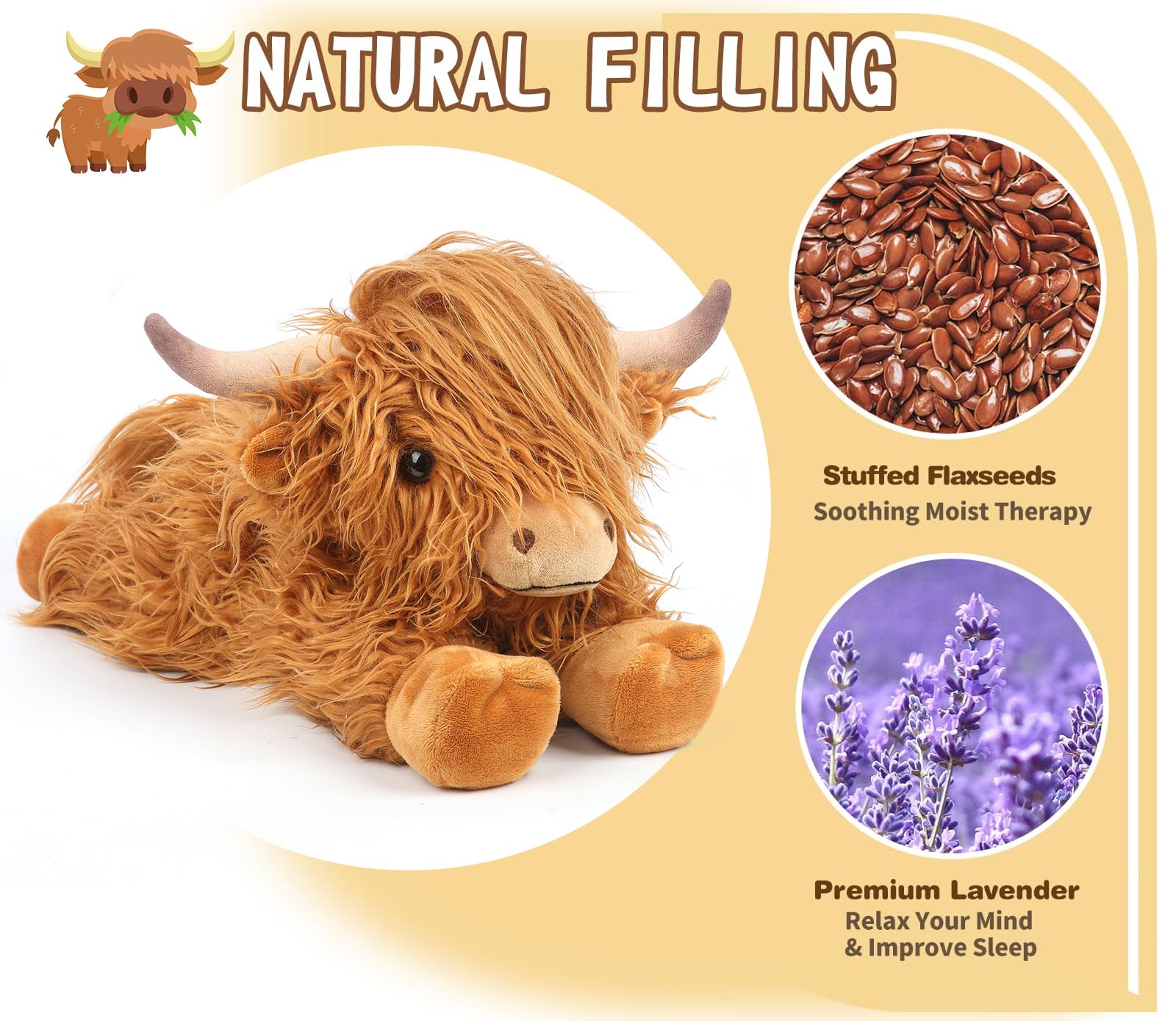 Cuckool Highland Cow at bedtime offers cozy cuddle and comfort.