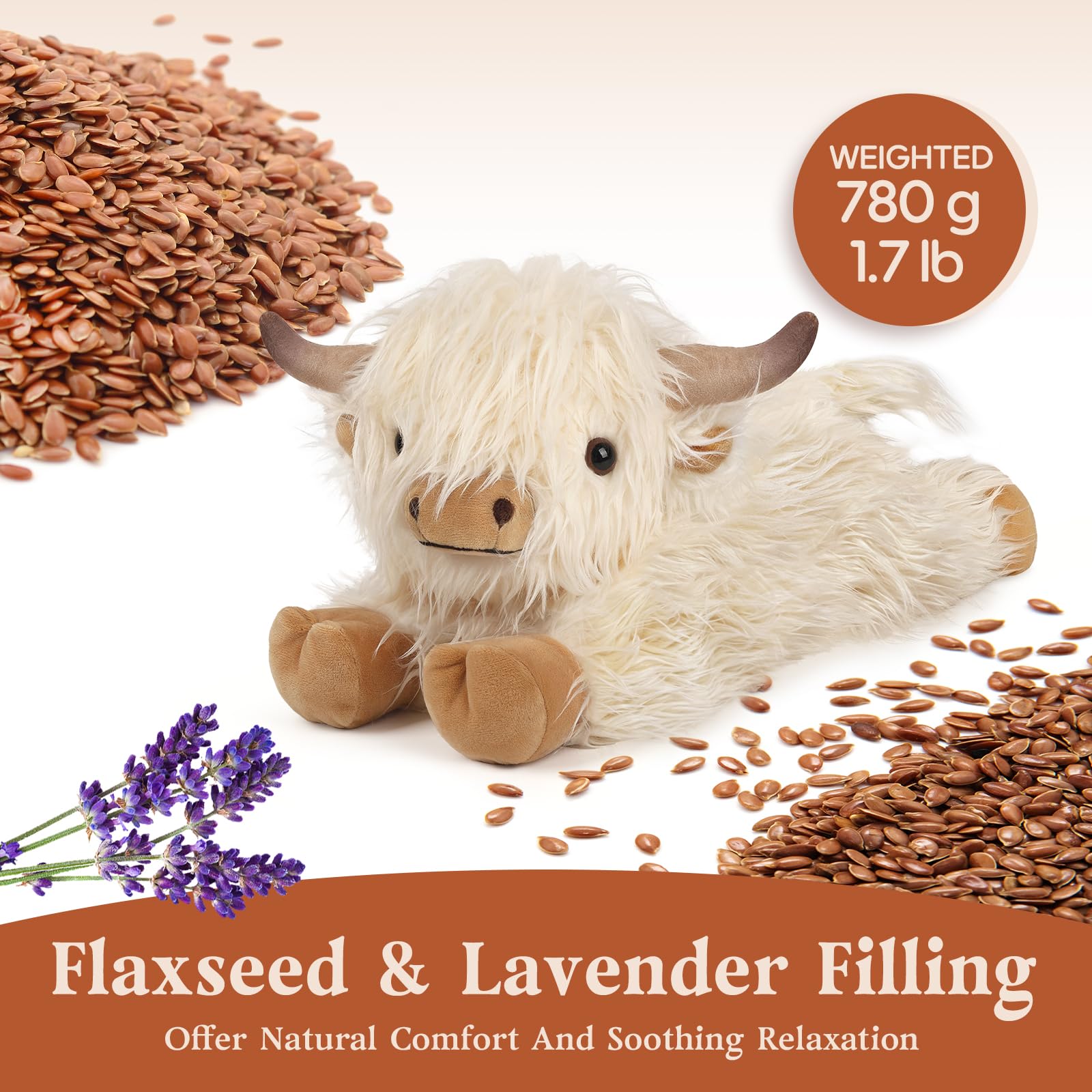 Cuckool Highland Cow plush microwavable for quick, comforting warmth.
