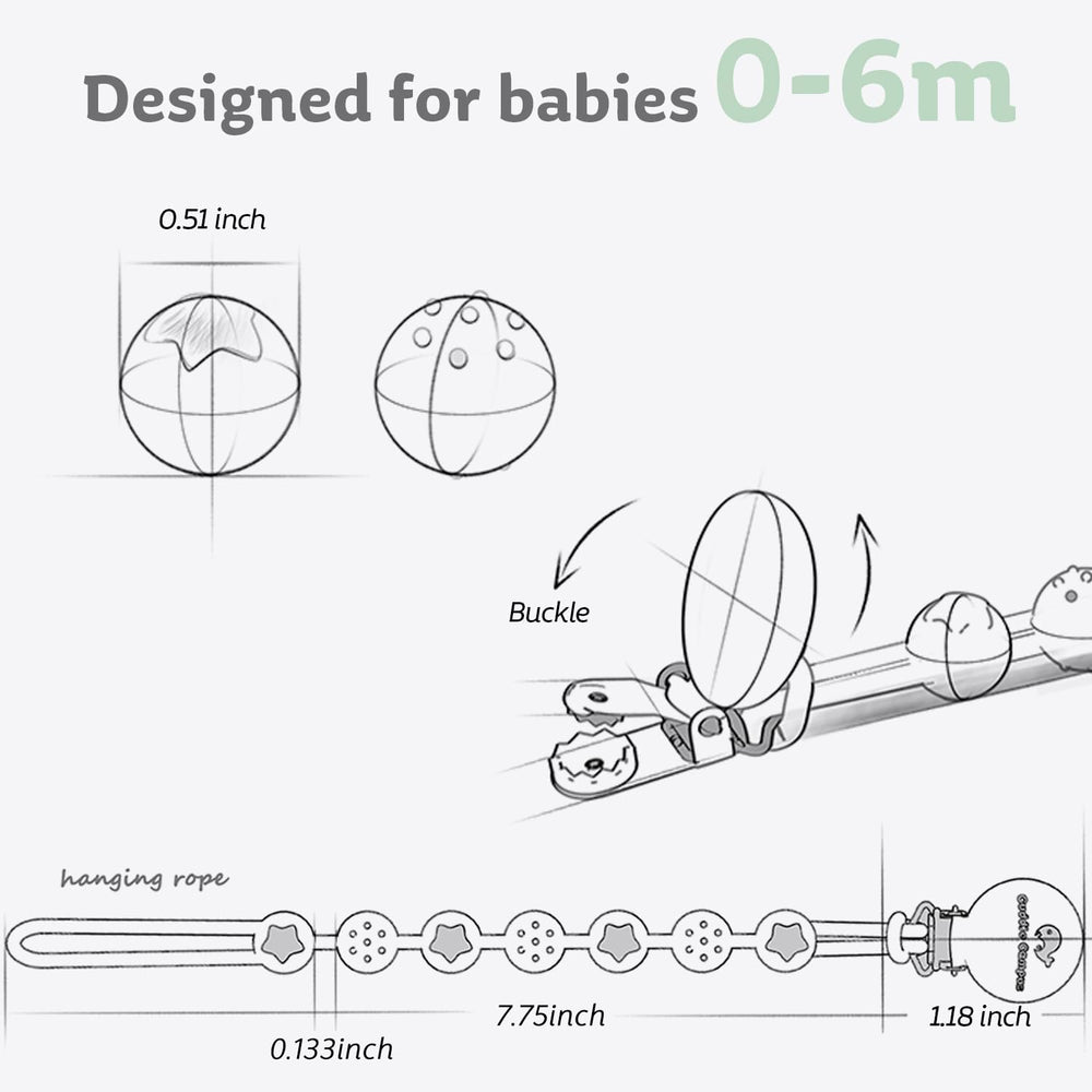 Cuddle Campus food-grade silicone beads for safe pacifier handling.