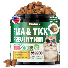 Cudory Cat Chews flea-tick prevention for daily protection with tasty flavor