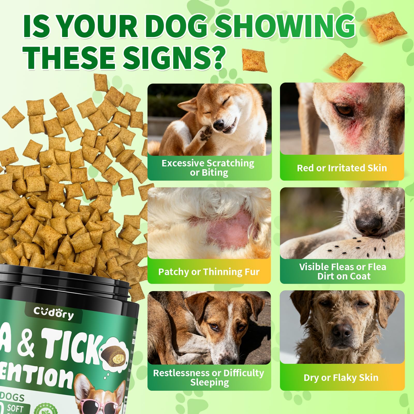All-breed formulation shown for coat health and skin support
