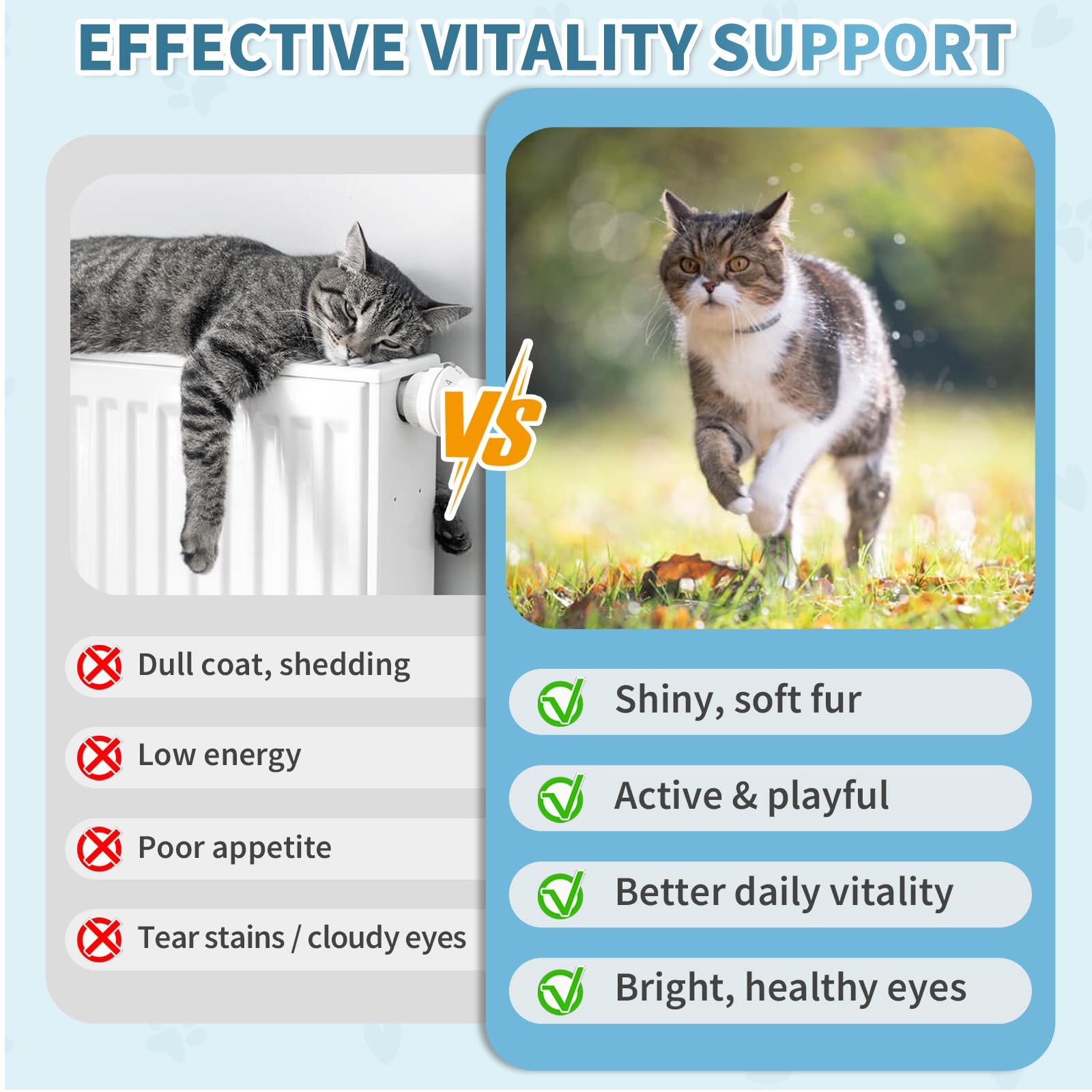 Cudory Taurine for Cats skin and coat shine chews for glossy fur