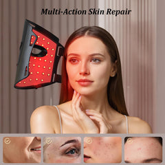 CUEME red light mask adjustable strap closeup highlighting universal fit.