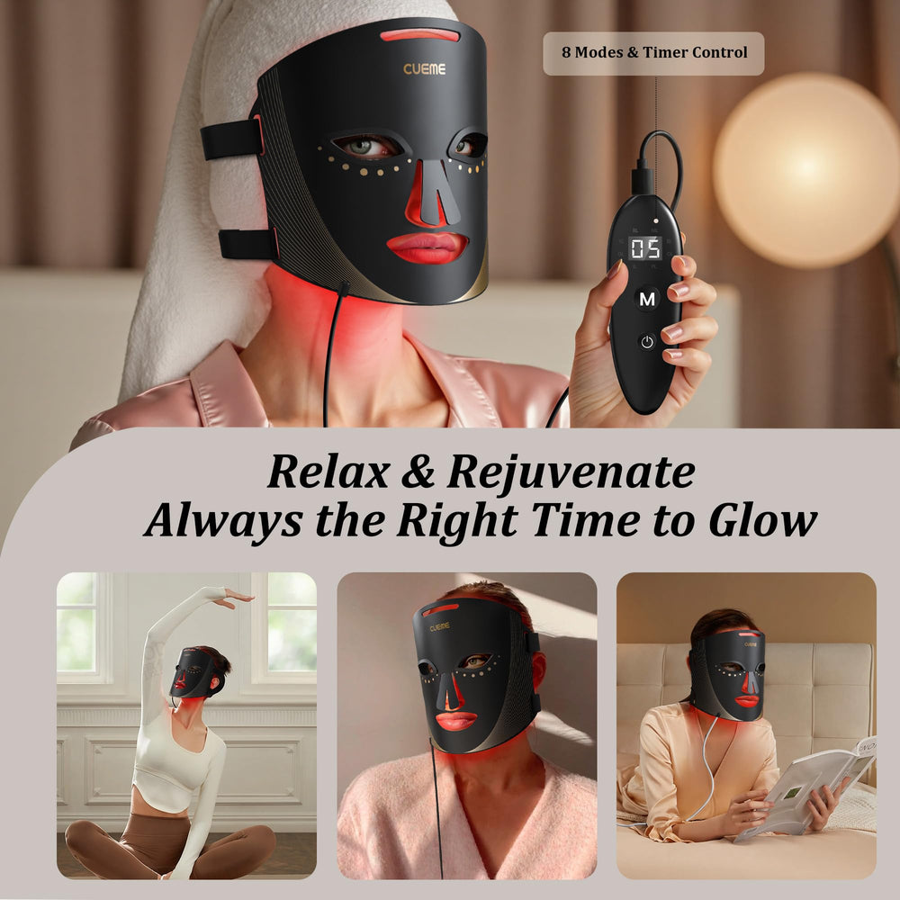 CUEME red light mask portable design closeup for on-the-go skincare.