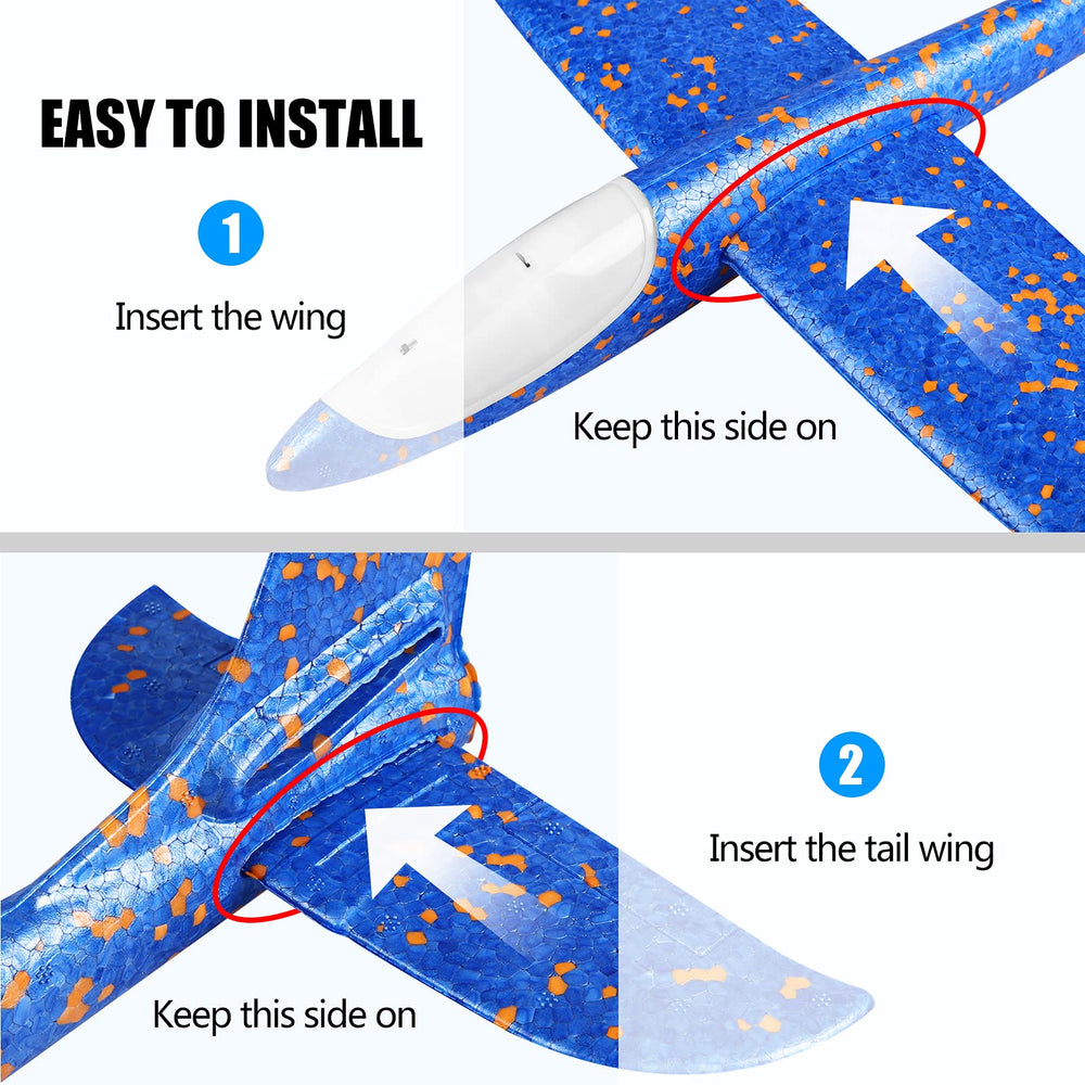 CUKU 17.5-inch foam plane with LED for night outdoor play.