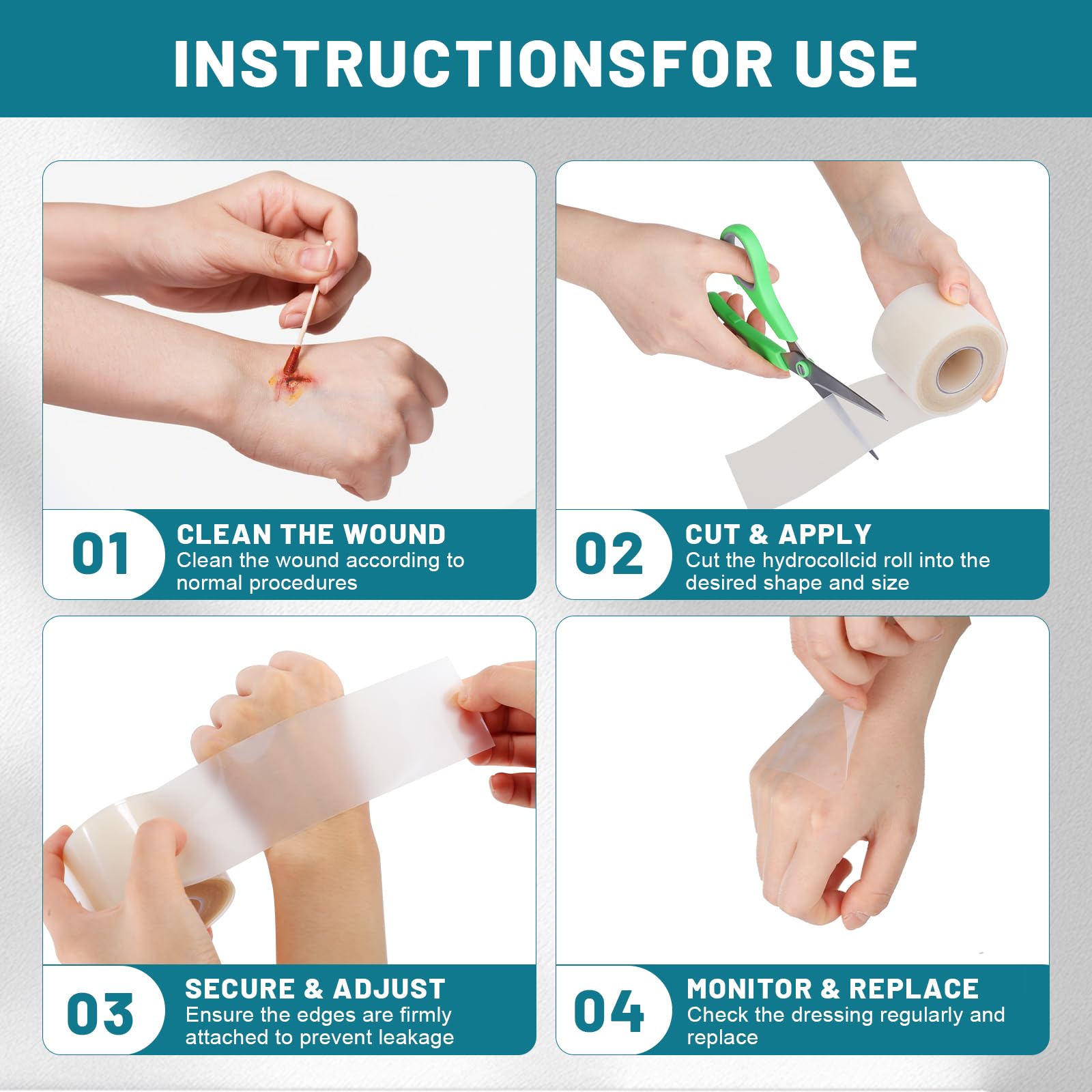 CUKWUYBY hydrocolloid patch absorbs oils and exudates while shielding the wound