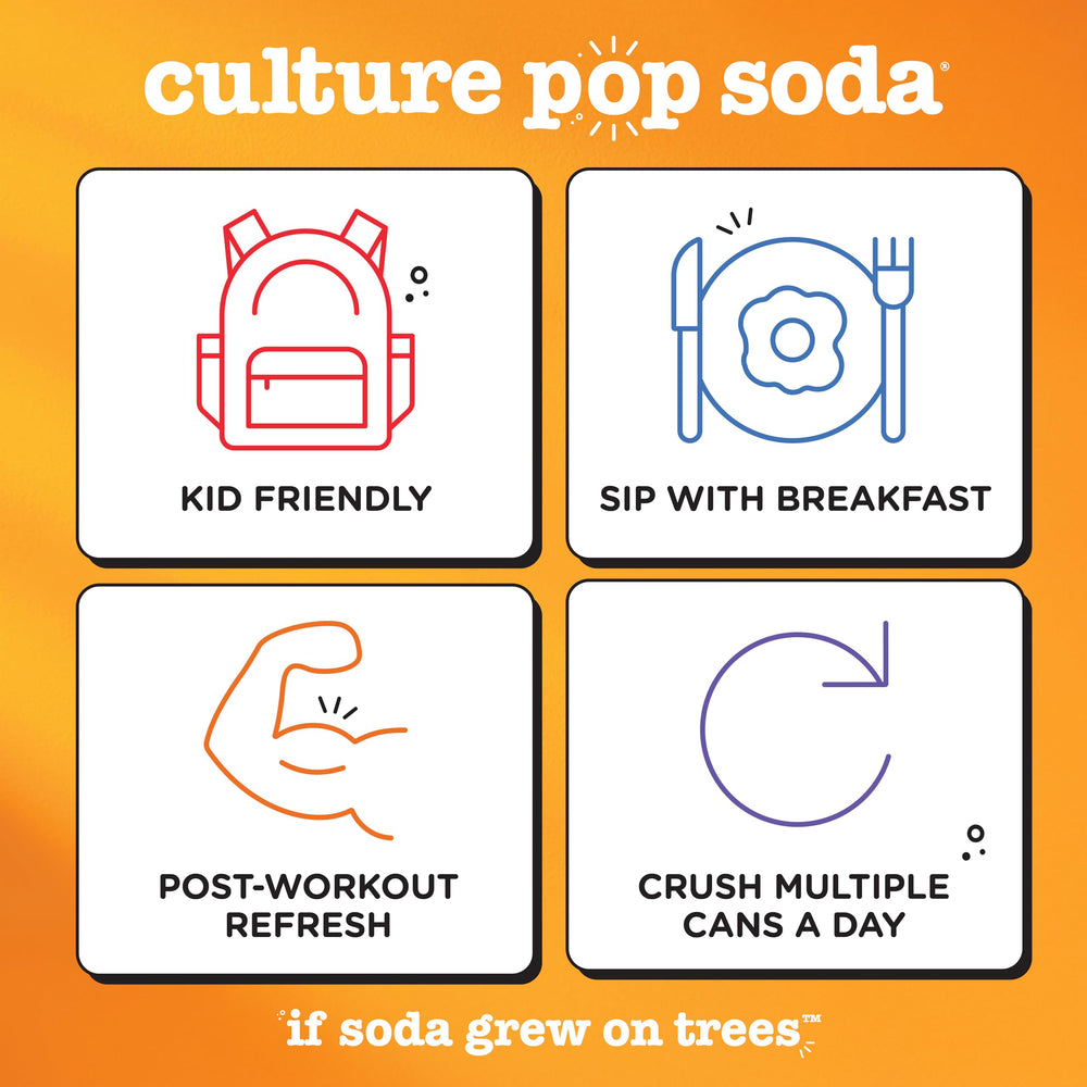 Culture Pop can nutrition panel highlights probiotic content and calories.