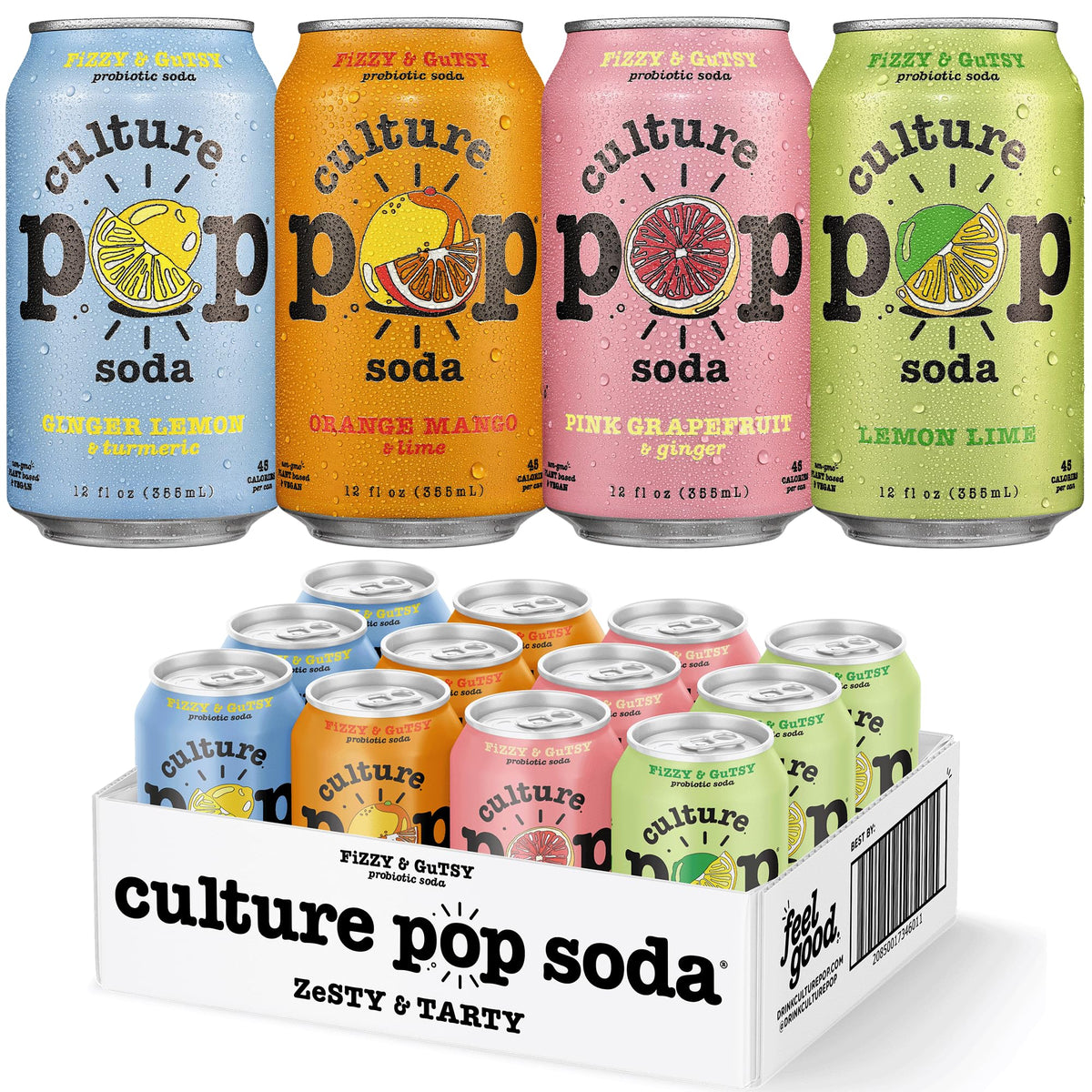 Culture Pop Zesty Tarty Variety Pack can with bold flavors and low sugar.