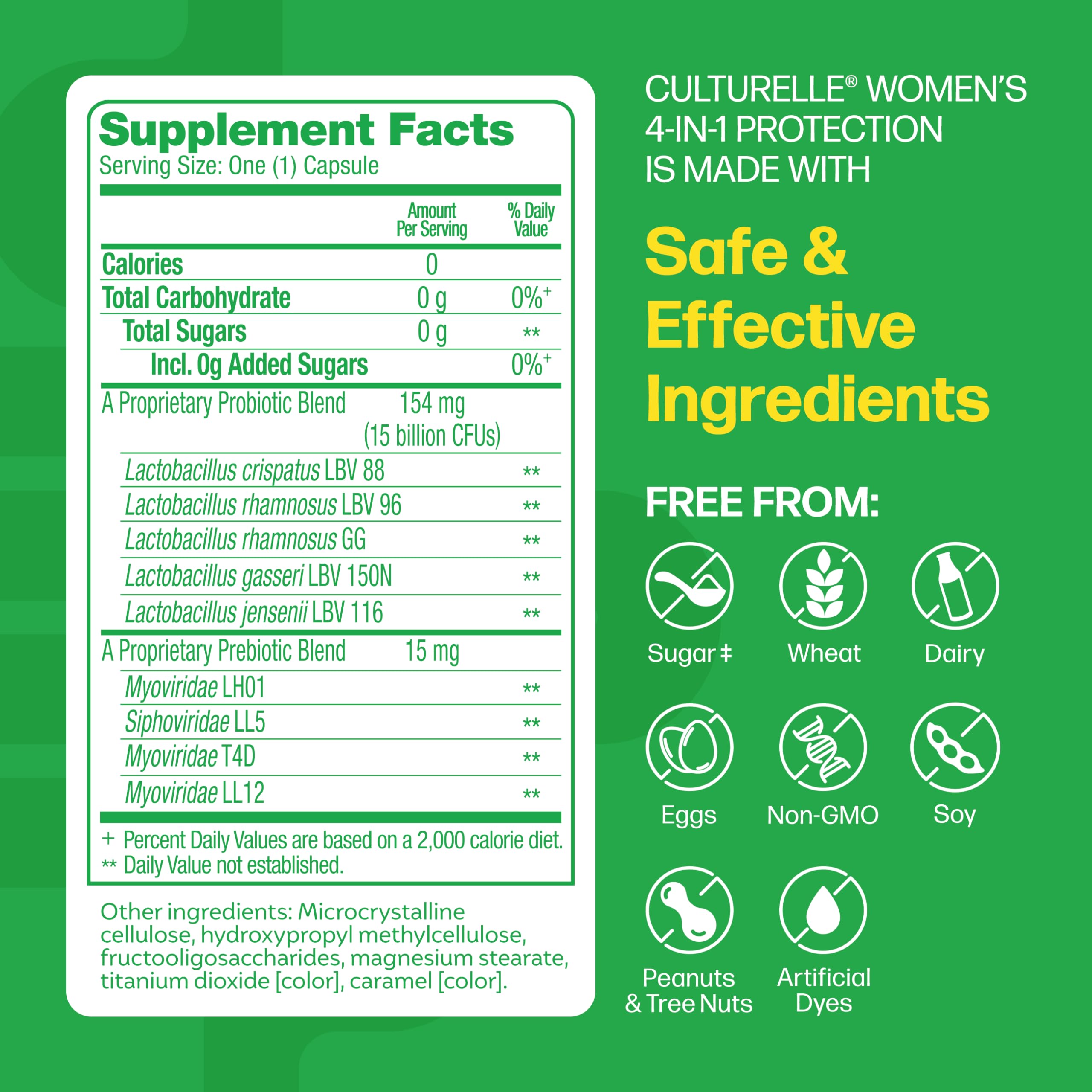 Culturelle 4-in-1 Women capsules displayed for daily digestive balance.