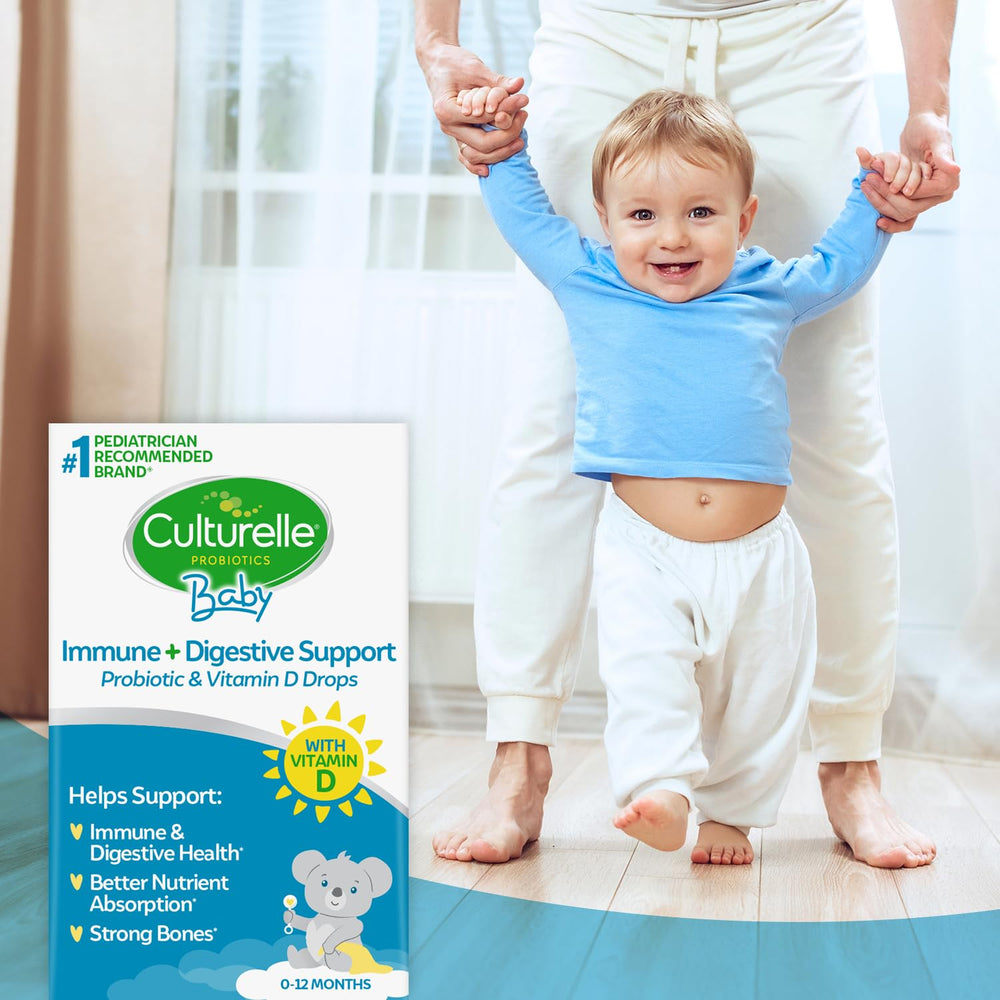 Non-GMO, gluten-free and sugar-free icons on Culturelle packaging.