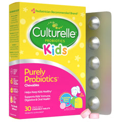 Culturelle Kids Chewables berry bottle pour shows daily probiotic support for kids.