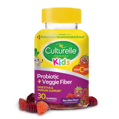 Culturelle Kids Daily Probiotic Gummies bottle with berry flavor supports digestive balance for children