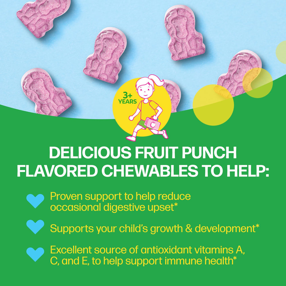 Culturelle GG probiotic strain label on bottle supports digestion and immune support for kids.