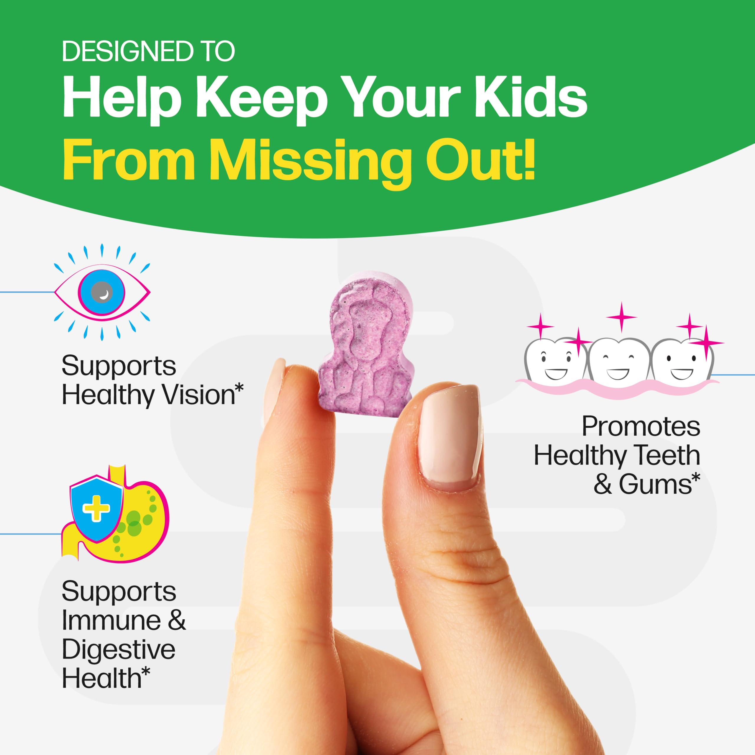Culturelle Kids 11 vitamins and minerals nutrition facts label for balanced nutrition.