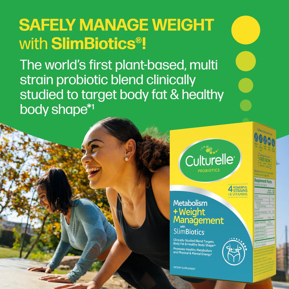 Culturelle Metabolism capsules in hand for easy daily use.