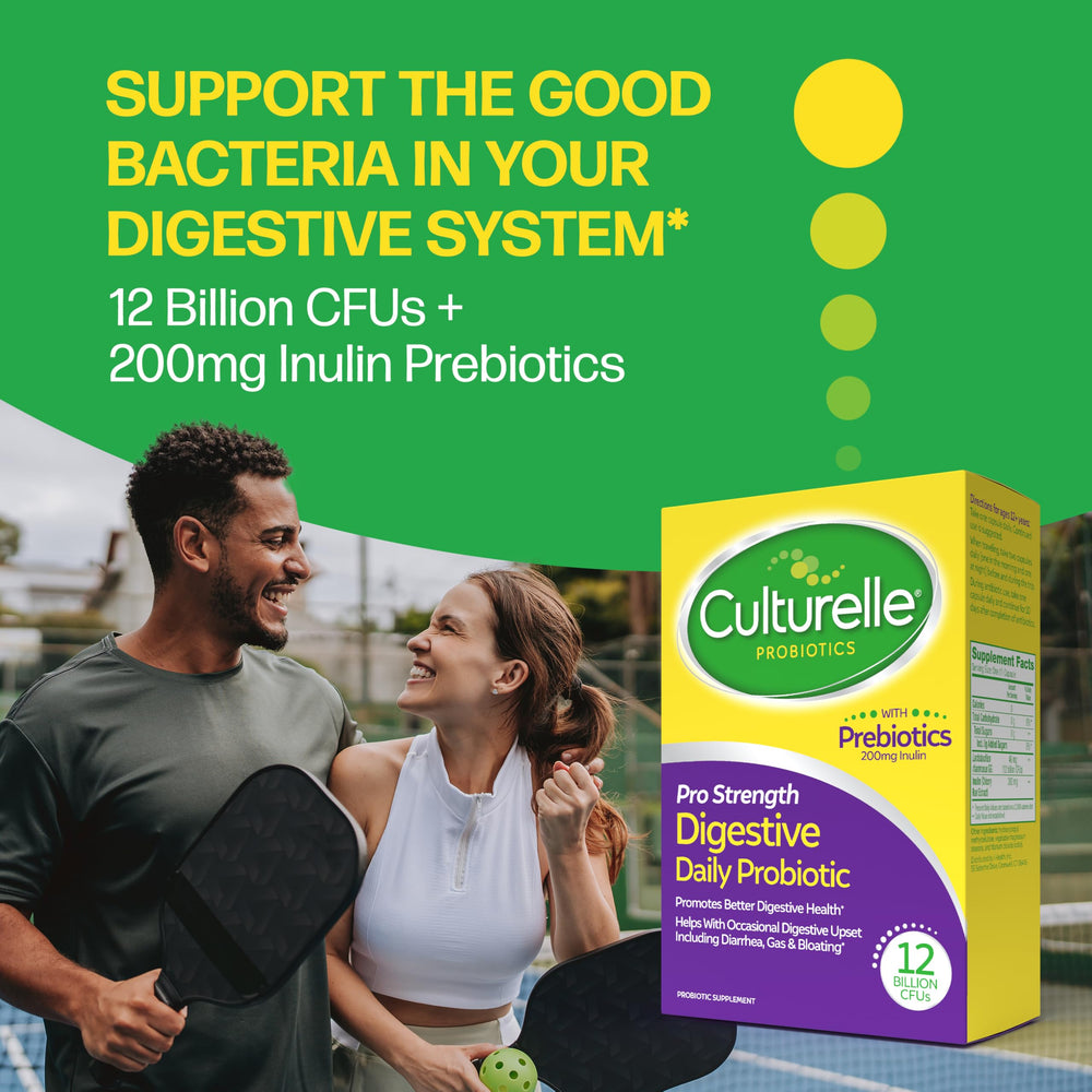 Travel-friendly Culturelle Pro Strength bottle for on-the-go digestion