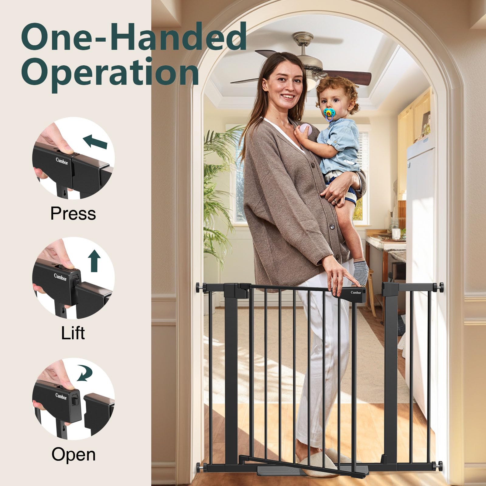 Cumbor dual-lock safety system keeps toddlers from opening