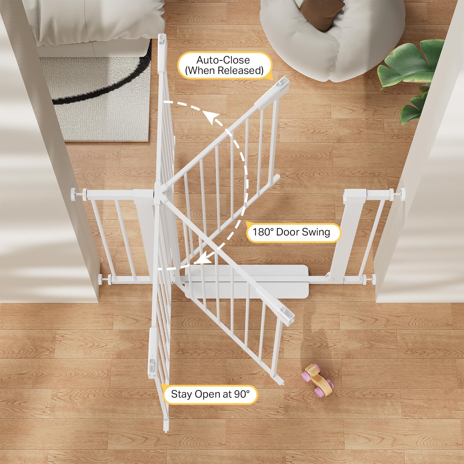 Cumbor pressure-mount setup fits doorways tool-free.
