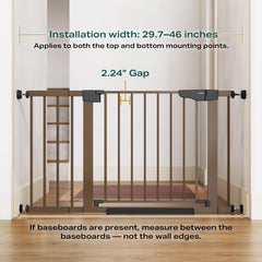 Cumbor baby gate on stairs bottom blocks access while compact and sturdy.