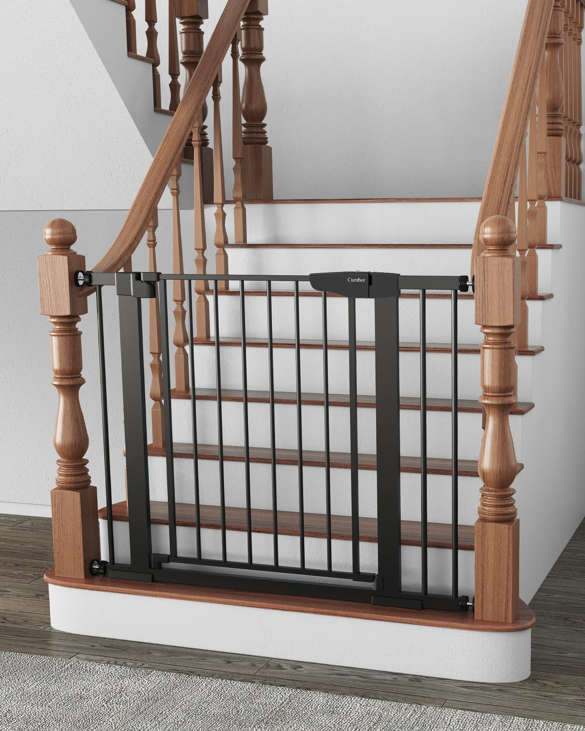 Cumbor baby gate walk-through doorway for easy stroller or load-in access