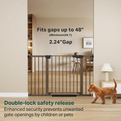 Cumbor brown walk-through gate in doorway for easy access