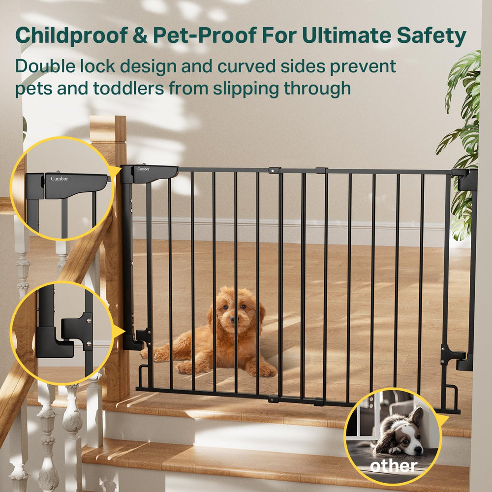 Cumbor walk-through wide gate reduces congestion during busy household moments.