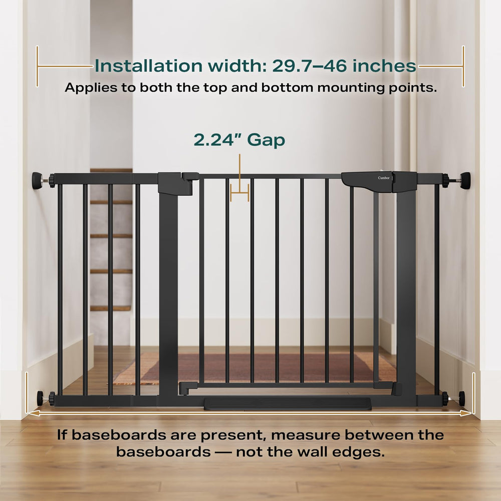 Cumbor wide gate fits 29-46 inch openings for versatile doorway coverage