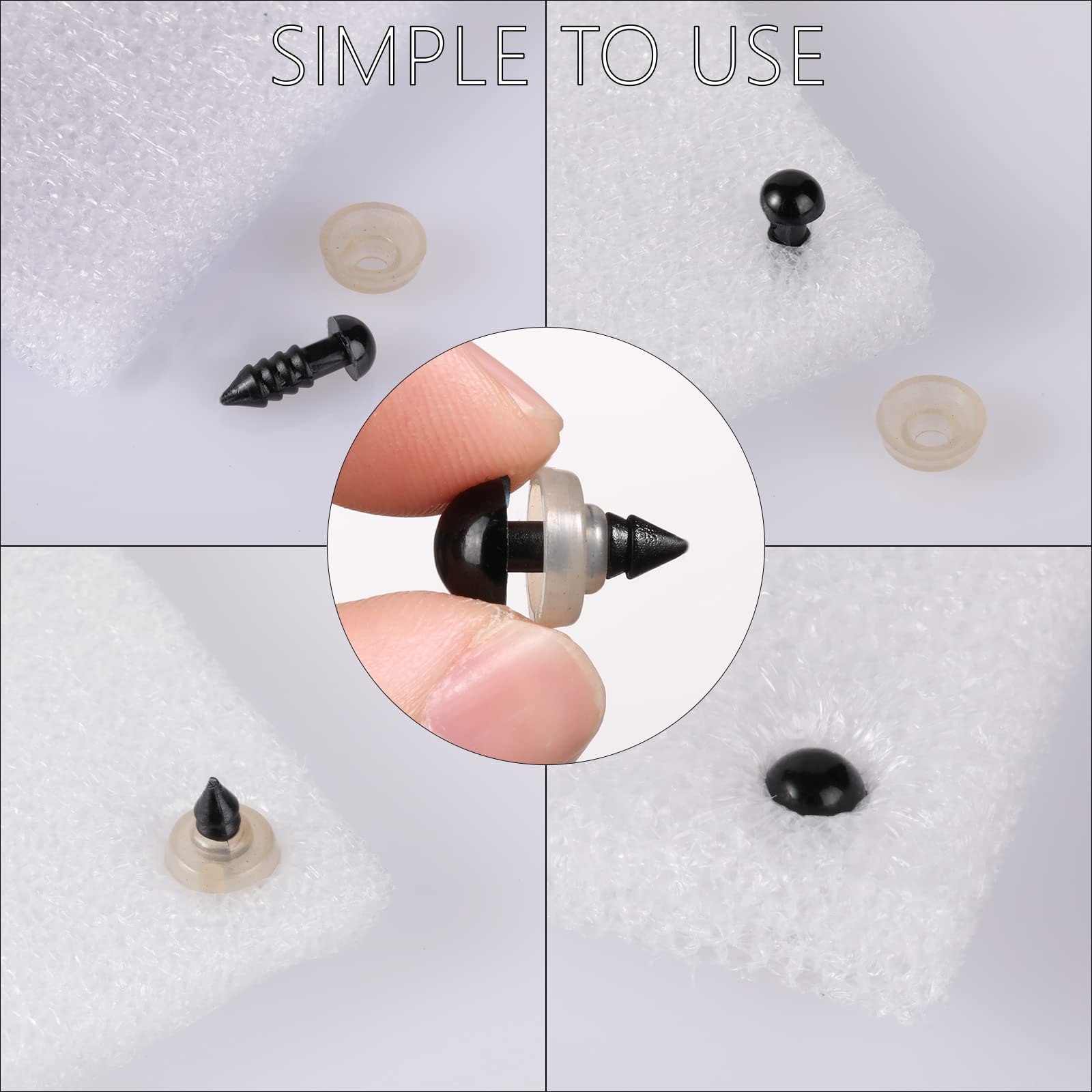 Cumkluu crochet eye assembly demo shows easy, secure placement for crafts.