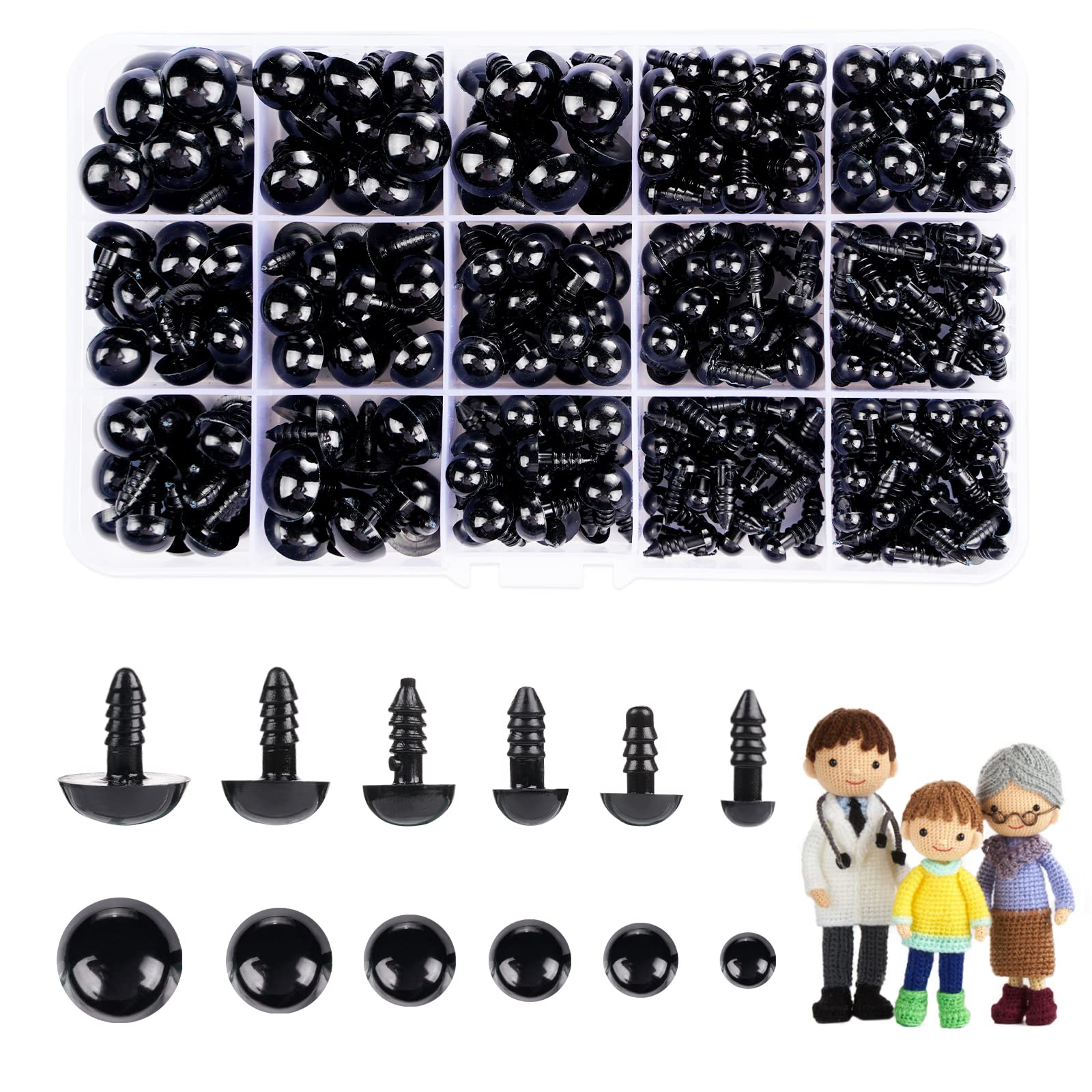 Cumkluu safety eyes 6-14mm assortment with washers secures amigurumi doll eyes.