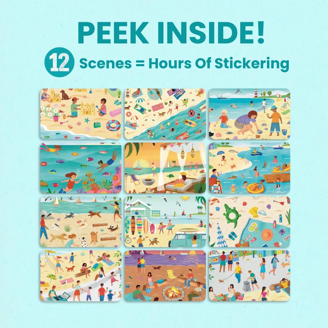Cupkin Beach Day sticker book for ages 2-8 – kid-friendly travel activity