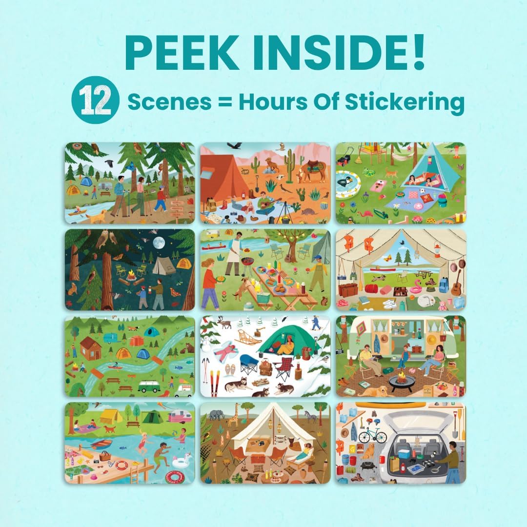 Cupkin camping sticker book sticker pack, 500+ pieces for creative storytelling